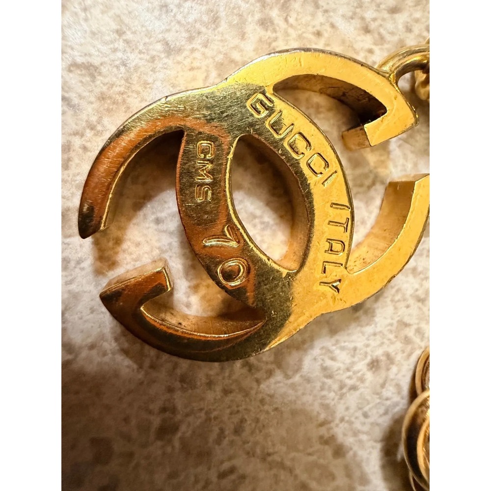 Vintage GUCCI Interlocking 70 CM GG Chain Belt Gold Tone Designer Authentic 212g - Picture 7 of 8